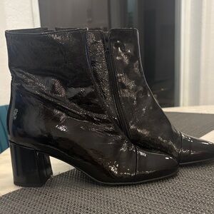 Jonak patent leather Black Ankle Booties- bought in Paris, never worn! Size 37.